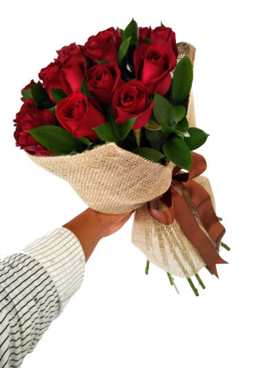 Romãntico - Buquê de 12 Rosas Vermelhas.